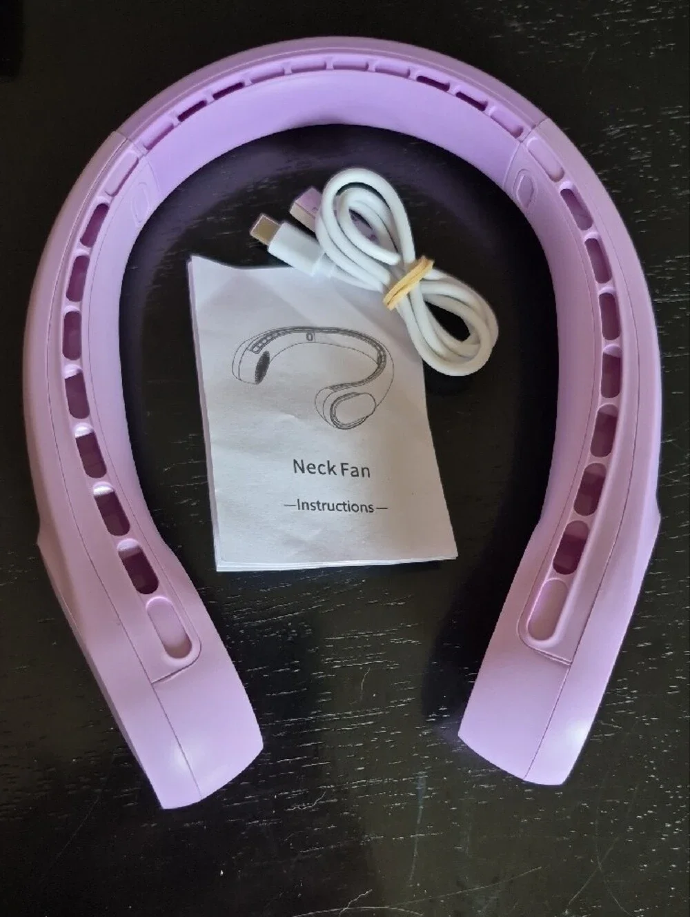 Purple Portable Neck Fan - Hands-Free Cooling (Rechargable)
